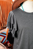 Black Layered Ruffle Short Sleeve Round Neck Top