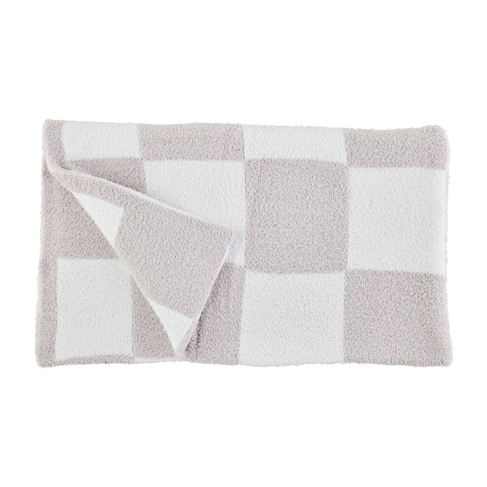 Gray Chenille Checkered Throw