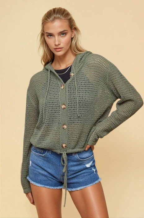 Olive Fisher Net Hoodie Cardigan