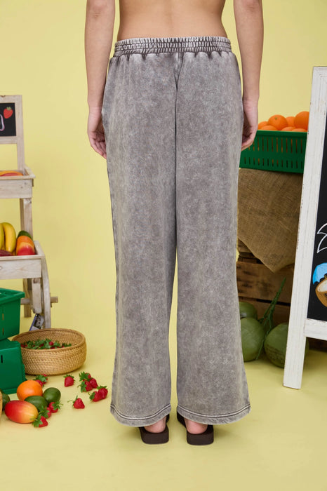 Charcoal Washed Wide Leg Drawstring Lounge Pants