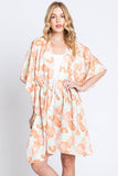 Serenity Flower Print Drawstring Kimono