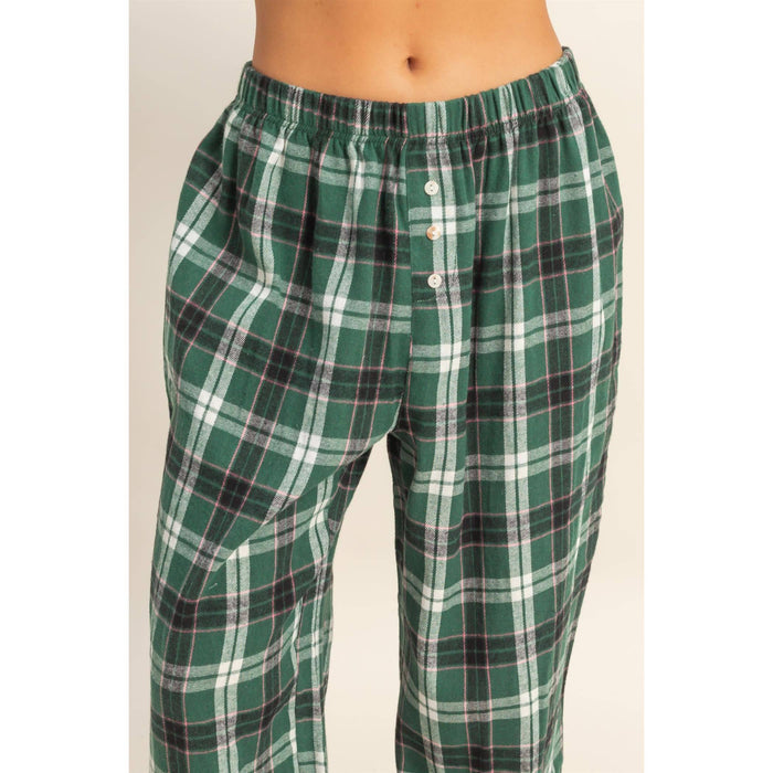 Green Flannel Wide Leg Lounge Pants