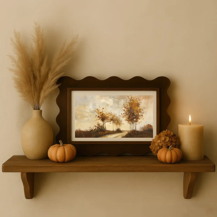 Warm Autumn Trees Landscape - Scalloped Fall Sign