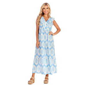 Blue Ikat Tanya Maxi Dress