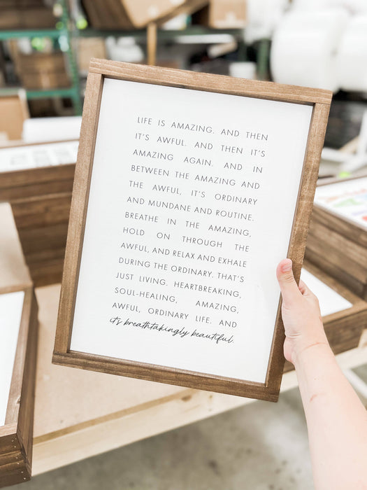 Life Is Amazing and Then It's Awful Framed Wall Sign 8x12"
