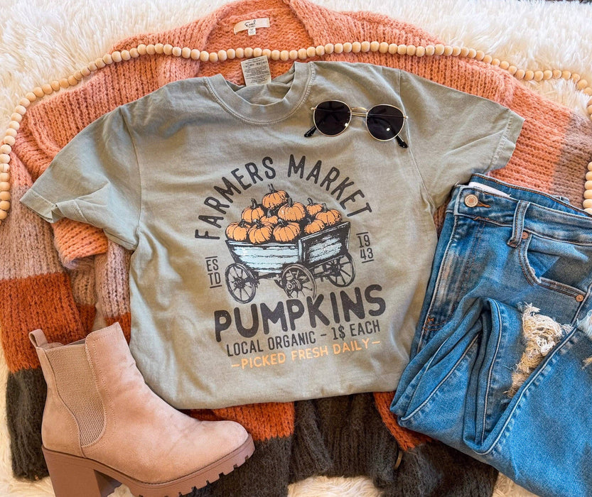 Fall Farmer's Market Graphic T-Shirt - Khaki