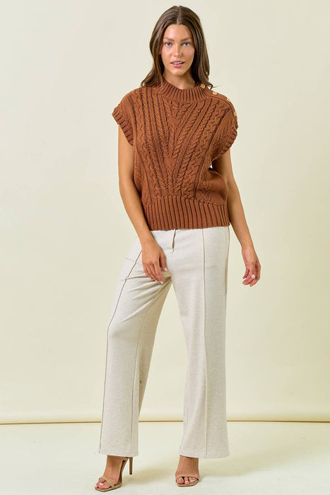 Cable Knit Vest Sweater Top