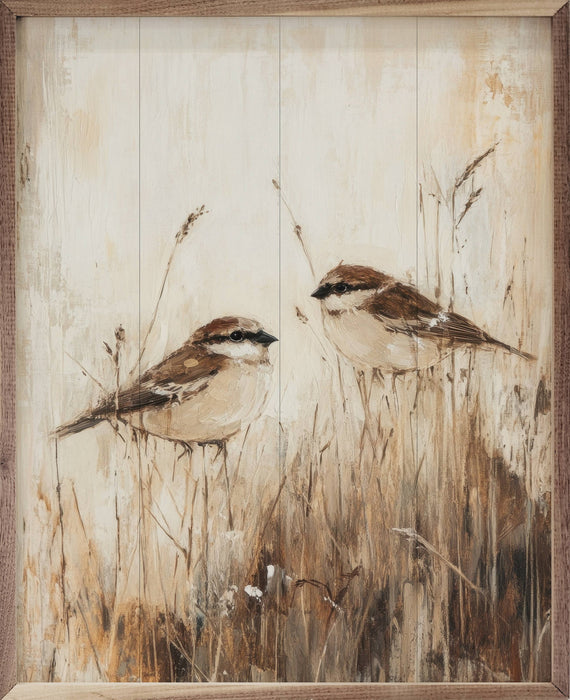 Birds In Tall Grass Framed Wall Art