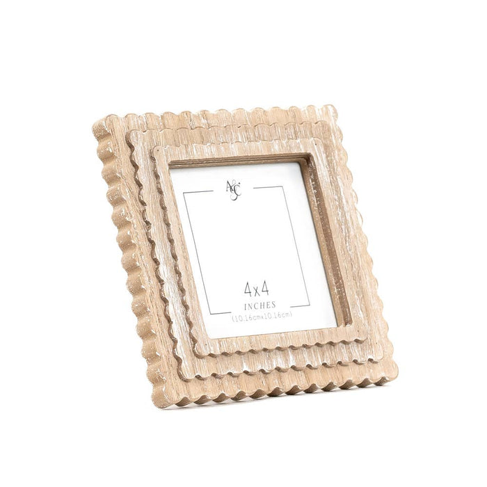 Natural Wood Scallop Photo Frame - 4x4" Photo