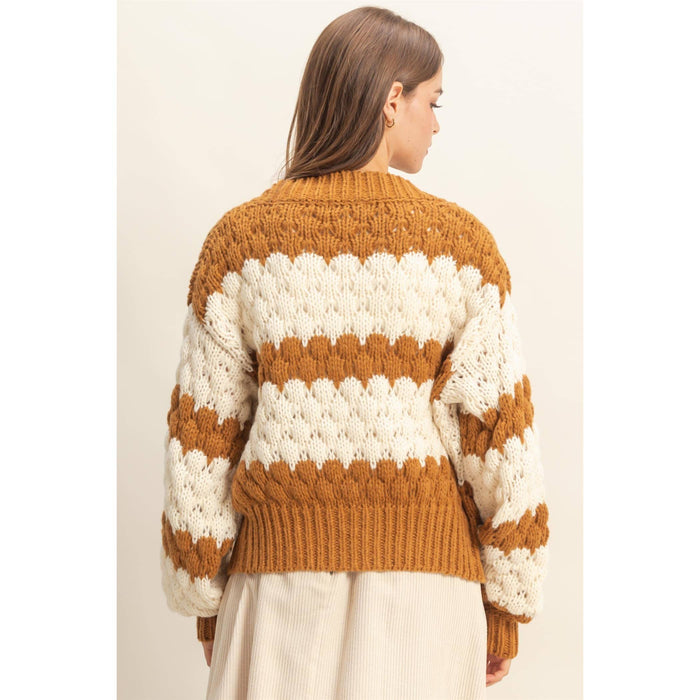 Black & Cream Oversized Cloud Pattern Knit Cardigan