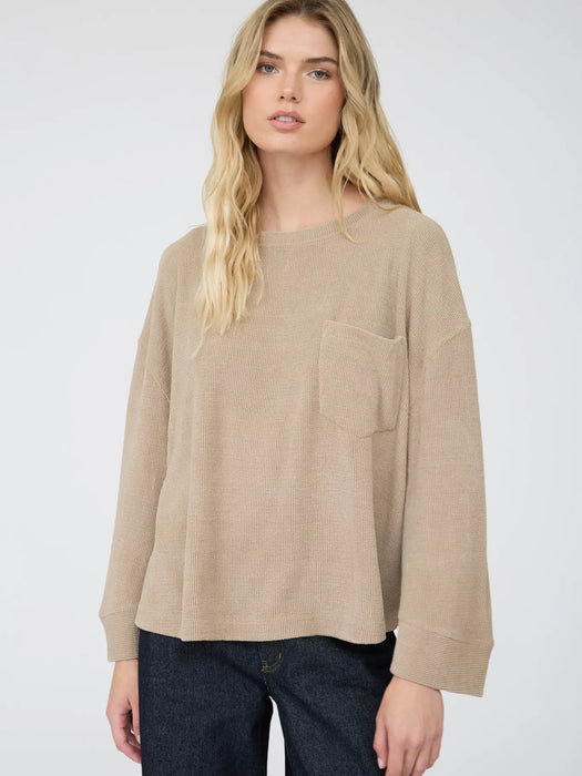 Taupe Oversized Long Sleeve Textured Knit Top