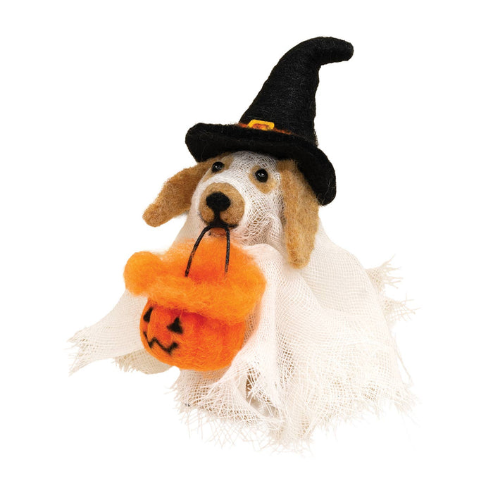 Ghost Dog Felted Ornament