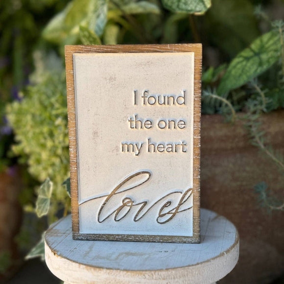 Heart Loves Carved Block Sign