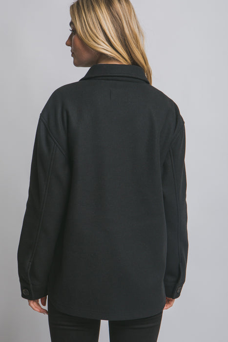 Black Fleece Button Up Shacket