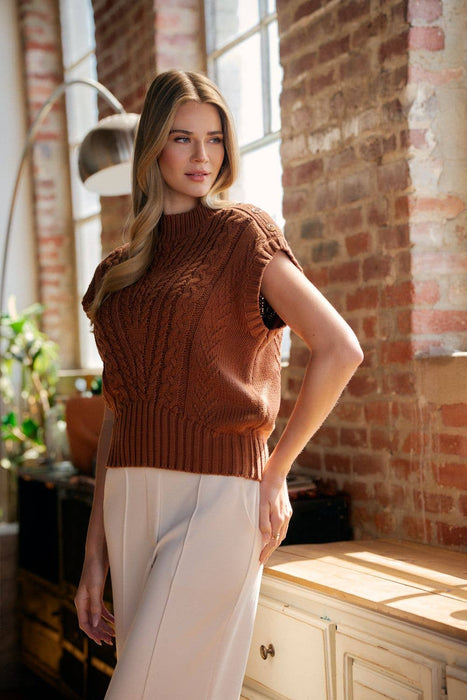 Cable Knit Vest Sweater Top