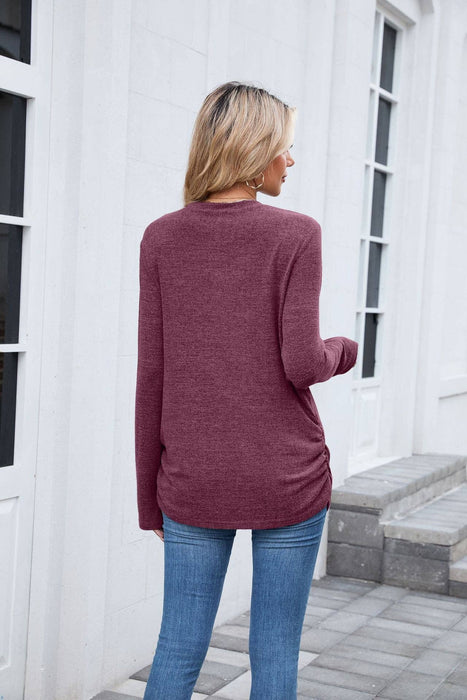 Mocha Soft Long Sleeve Round Neck Tunic Top | Sizes S-2XL