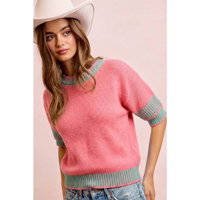Blue Knit Double Sleeve Stop