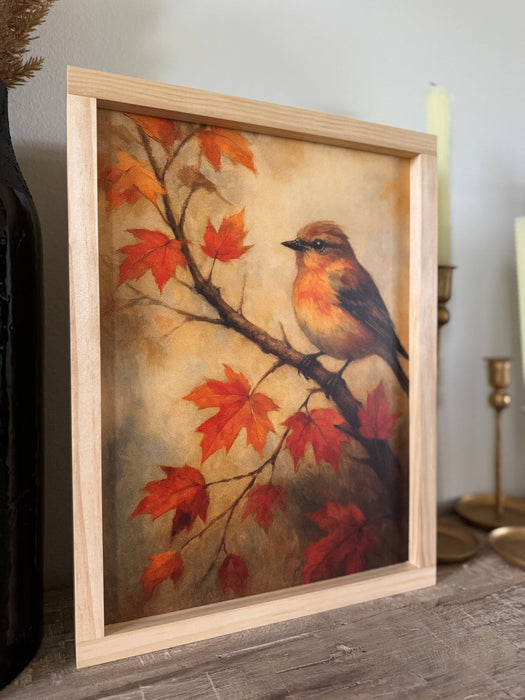 Fall Bird | Framed Wall Art Size 8X12"