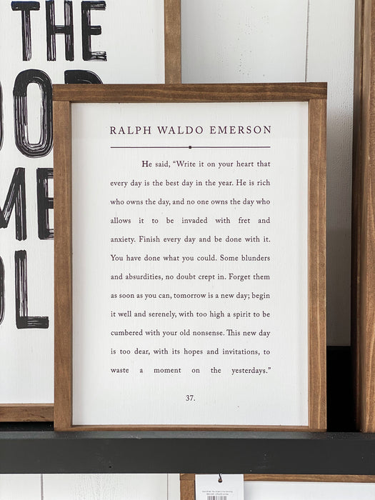 He Said, "Write It On Your Heart" - Ralph Waldo Emerson Framed Wall Sign 8x12"