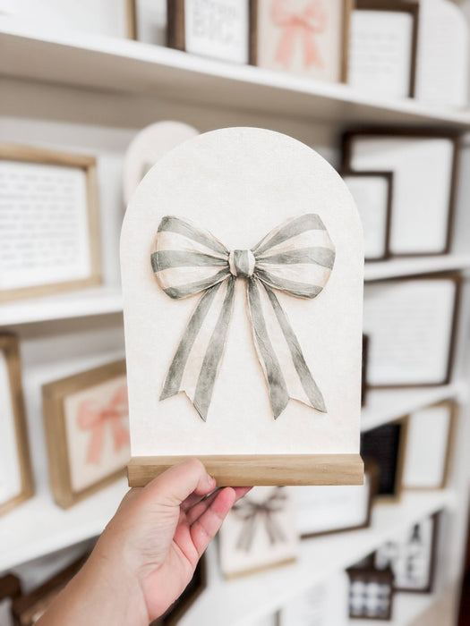Sage Stripe Bow Arch w/ Base