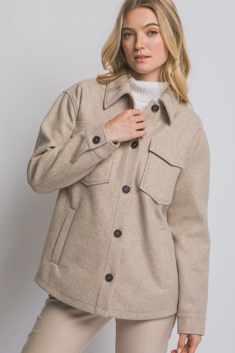 Oatmeal Fleece Button Up Shacket
