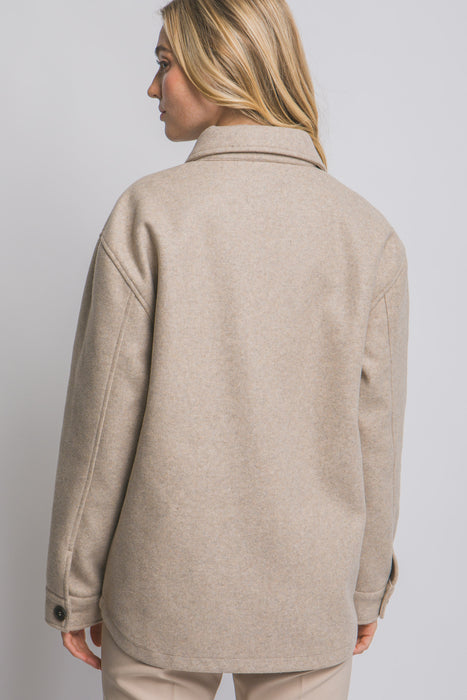 Oatmeal Fleece Button Up Shacket