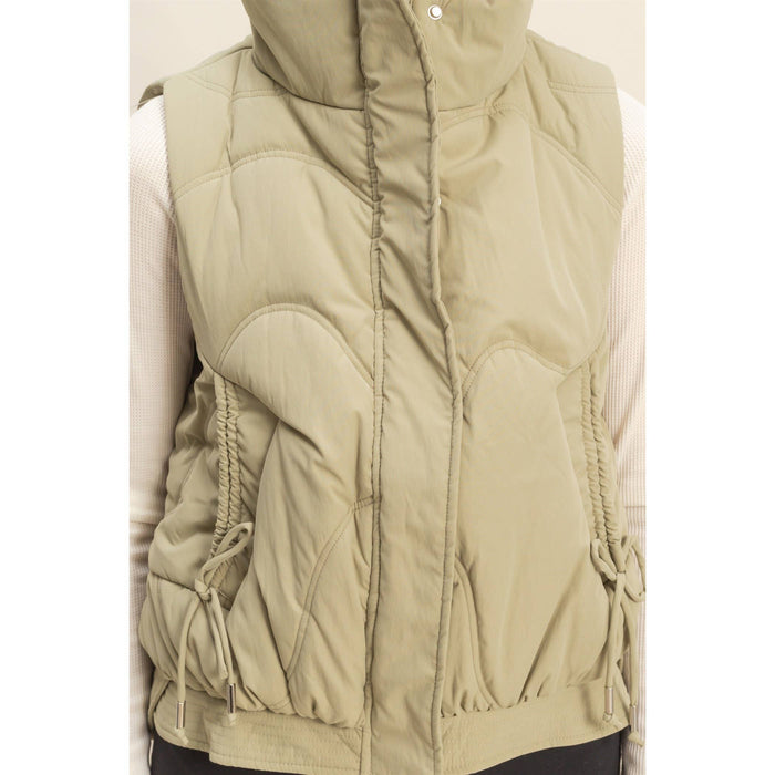 Dusty Sage High Neck Quilting Puffer Vest