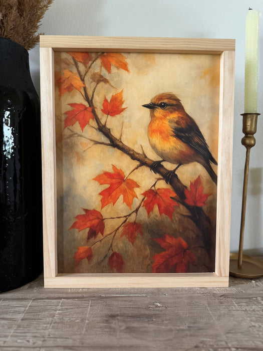Fall Bird | Framed Wall Art Size 8X12"