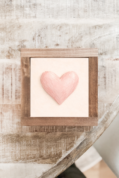 Soft Pink Heart Wood Sign