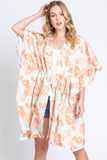 Serenity Flower Print Drawstring Kimono