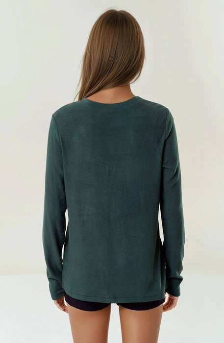 Forest Green Round Neck Soft Knit Top