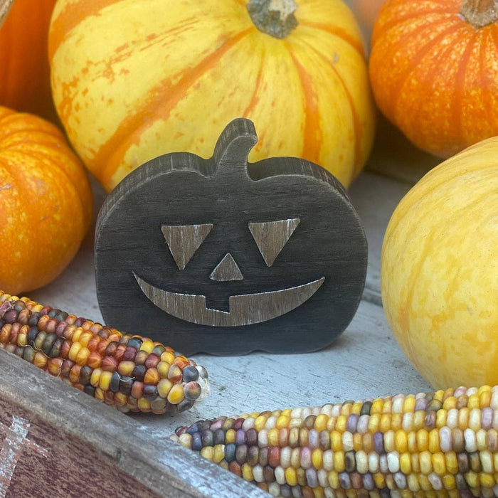 Black Wood Jack-o-Lantern Pumpkin