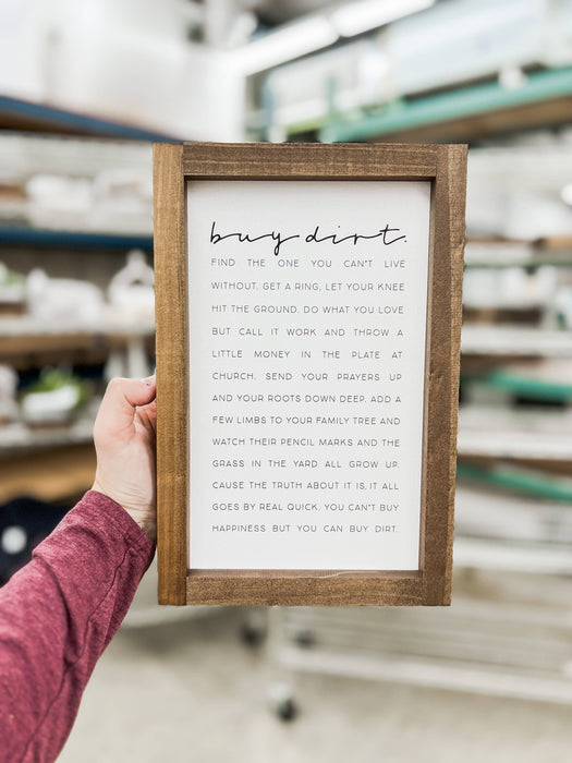 Buy Dirt Framed Wall Sign 8x12"
