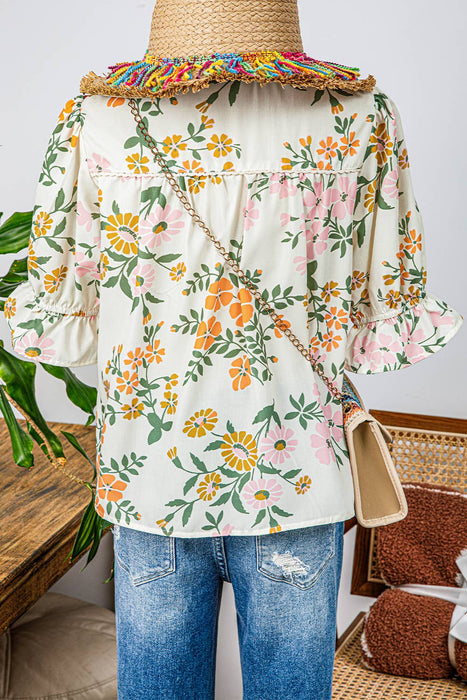 Crochet Boho Floral Blouse | S-2XL