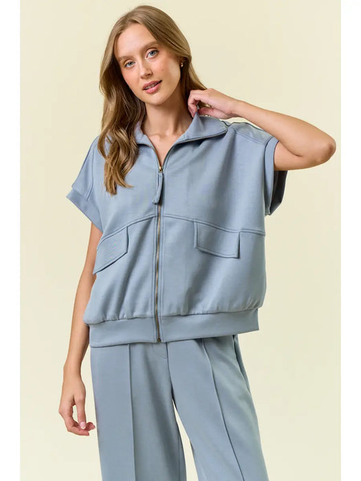 Buttery Soft Brushed Modal Flap Pocket Sslv Jacket