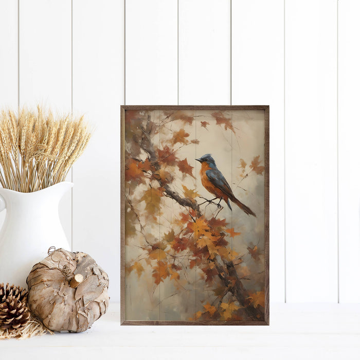 Bluebird On Fall Branch