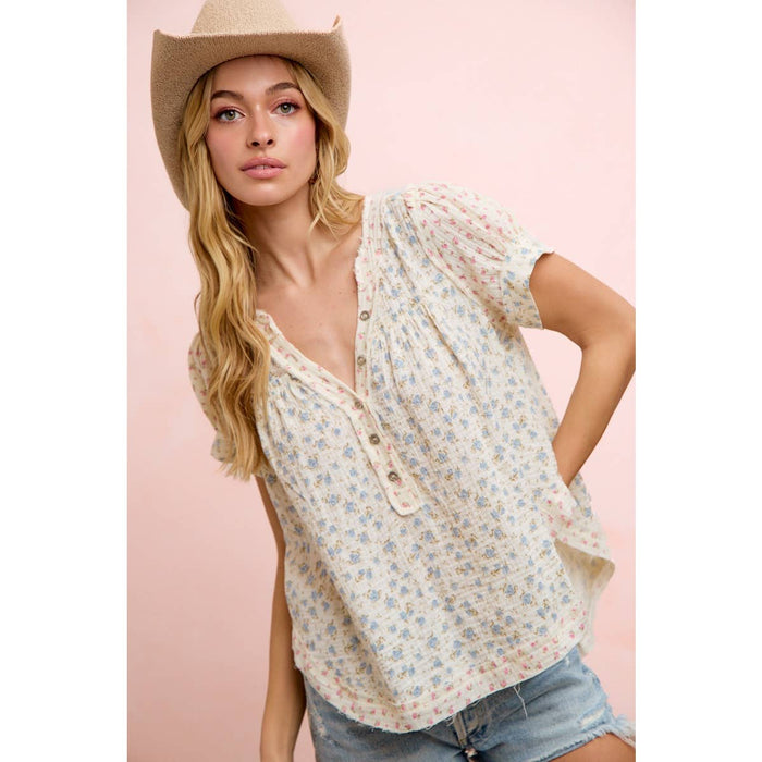 Floral Crinkle Top