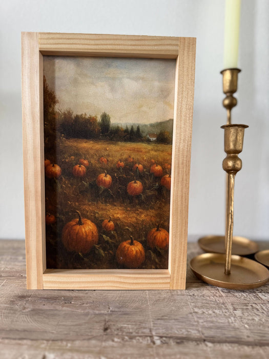 Pumpkin Patch Framed Wall Art - Dark Walnut Frame
