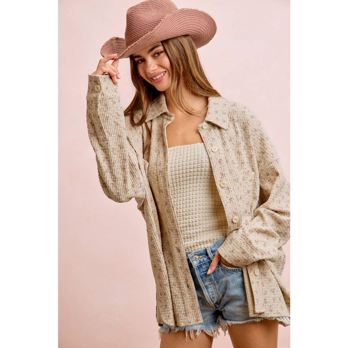 Floral Thermal Button Up Top