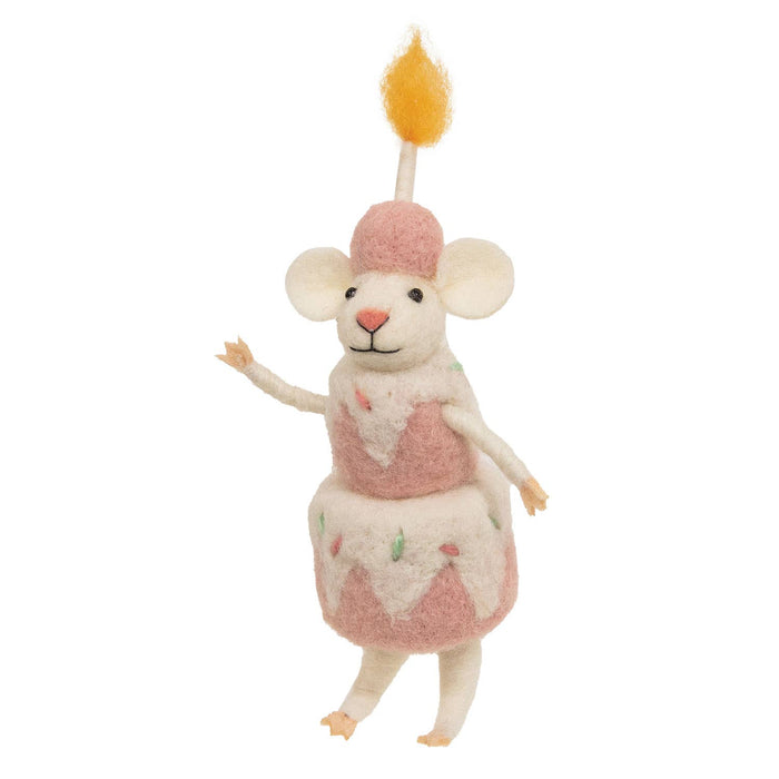 Birthday Cake Mouse Felted Ornament