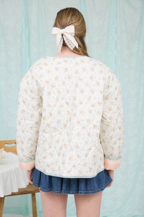 Floral Quilted Plaid Lined Jacket