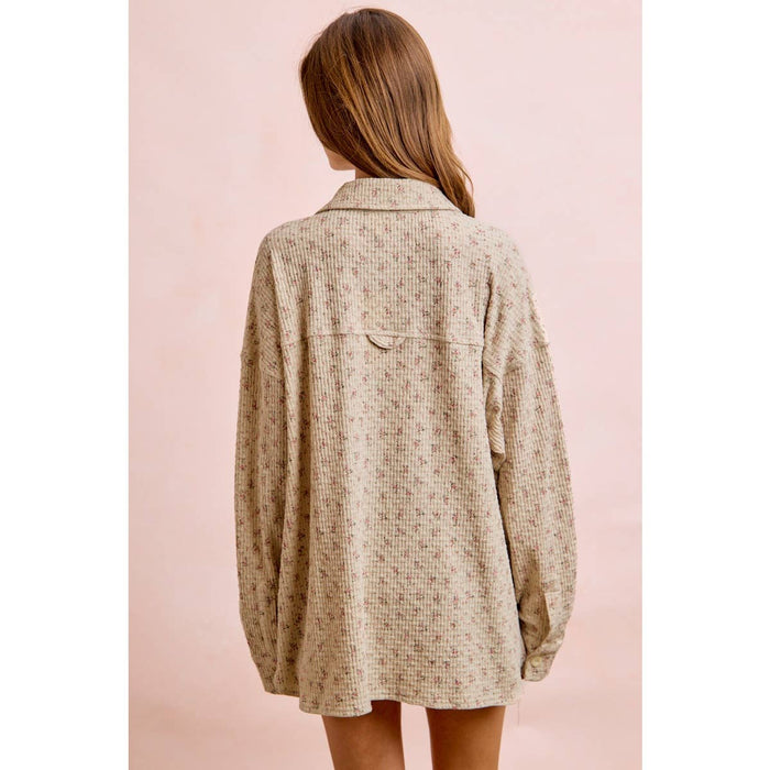 Floral Thermal Button Up Top