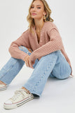 Mauve Oversized Waffle Sweater