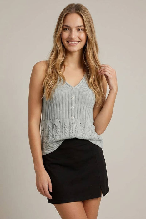 Light Blue V-Neck Tank Sweater Top