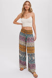 Boho Smocking Waist Wide Leg Pants