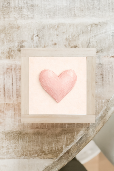 Soft Pink Heart Wood Sign