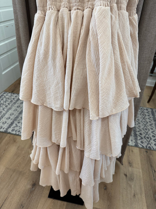 Floral Strap Tiered Gauze Maxi Dress