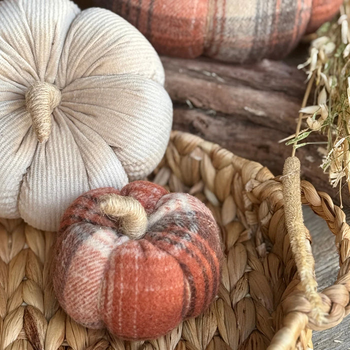 Small Orange/Brown Plaid Pumpkin