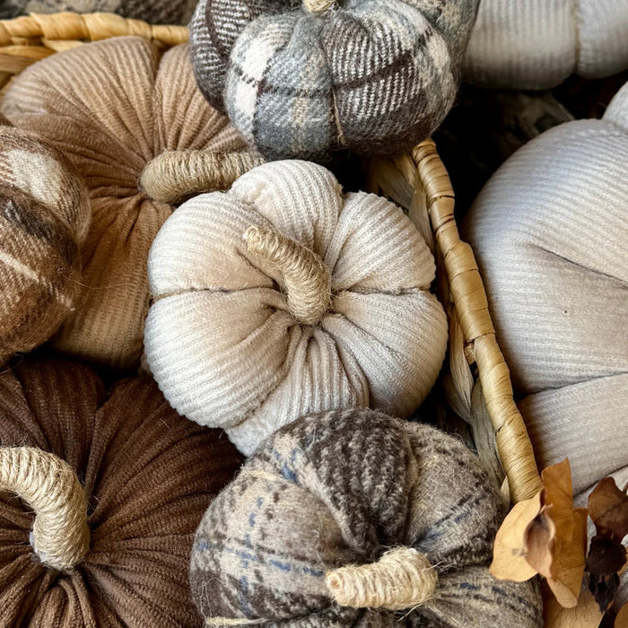 Small Cream Corduroy Pumpkin