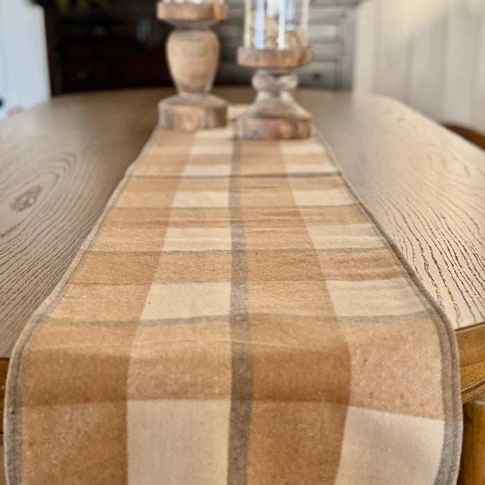 Ryder Tan & Gray Plaid Table Runner